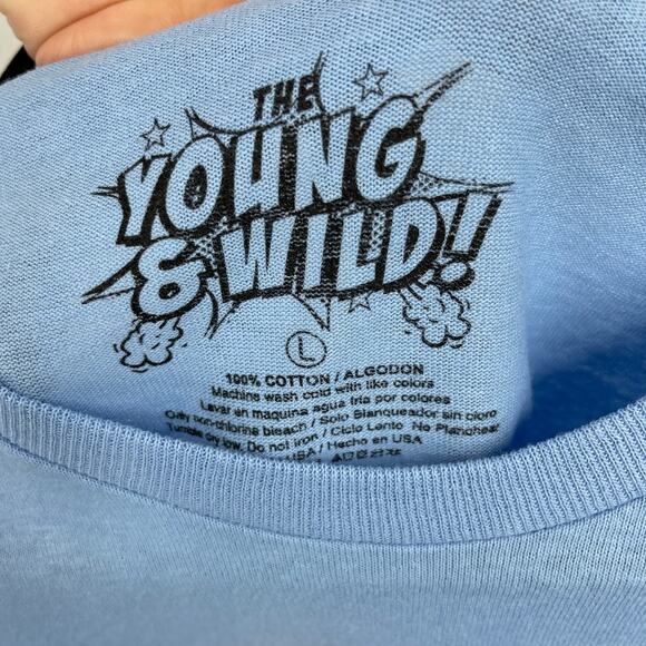 The Young and Wild Savage Blue Graphic TShirt Short Sleeve Mens Size Large NEW - Picture 6 of 8